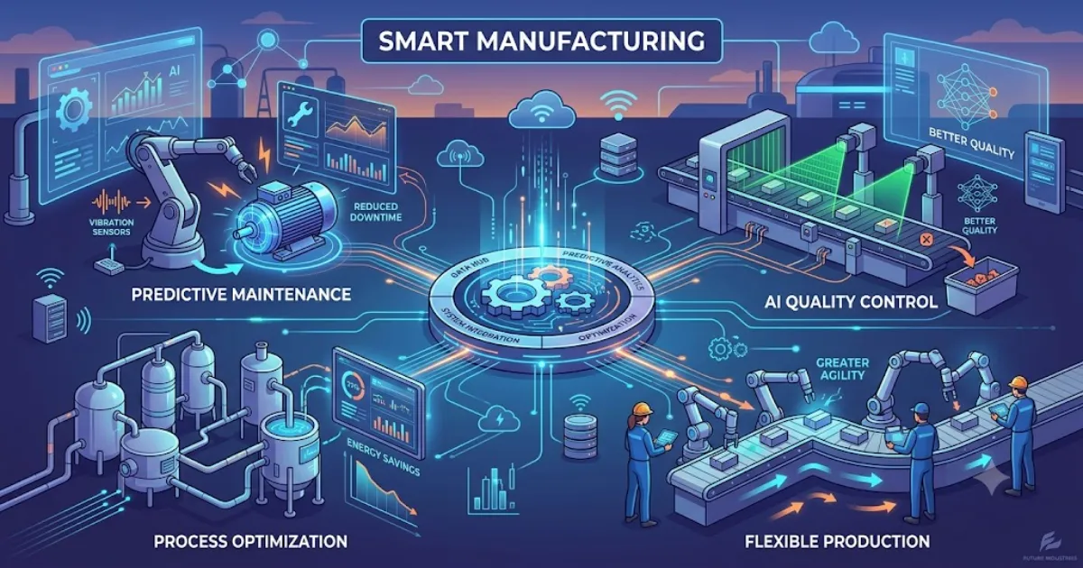 Smart Manufacturing, Industry 4.0, Smart Factory, Industrial IoT, Manufacturing Technology, AI in Manufacturing, Digital Transformation